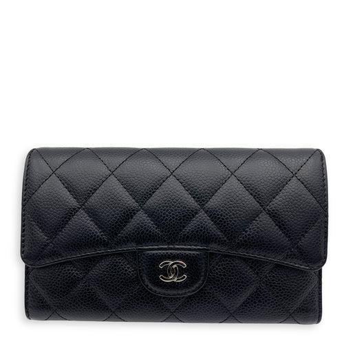 Chanel Classic Black Wallet in Caviar Leather, Silver hardware_1