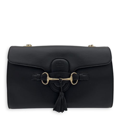 Gucci Horsebit 1955 Shoulder Bag Black in Calfskin, Gold hardware_1