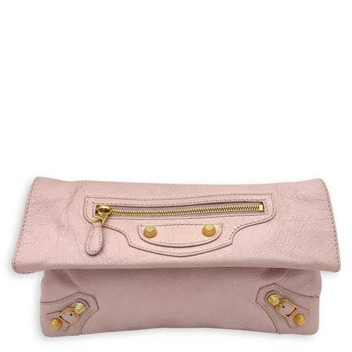 Balenciaga Envelope Clutch Pink in Distressed Leather, Gold hardware_1