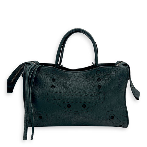 Balenciaga City Blackout Green Top Handle Bag in Calfskin, Silver hardware_1