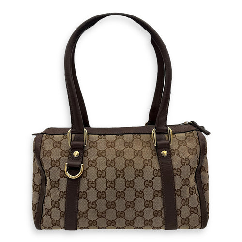 Gucci Vintage Brown Top Handle Bag in Jacquard, Gold hardware_2