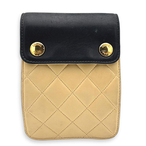 Chanel Vintage Quilted Beige Crossbody Bag in Calfskin, Gold hardware_1