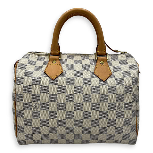 Louis Vuitton Speedy 25 Damier Azur Top Handle Bag in Coated Canvas, Gold hardware_1