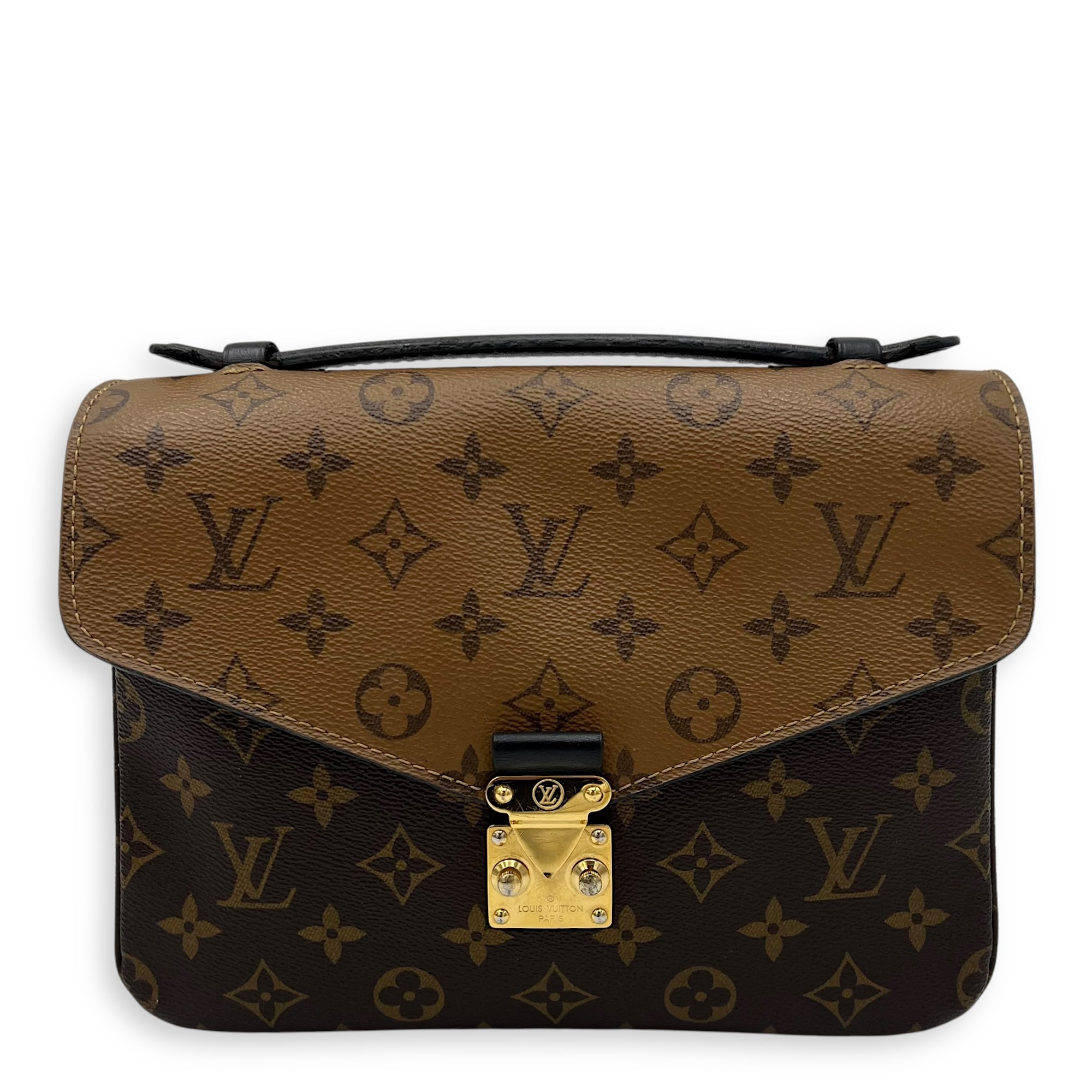 Louis Vuitton Pochette Metis Brown Top Handle Bag in Monogram Coated Canvas, Gold hardware_1