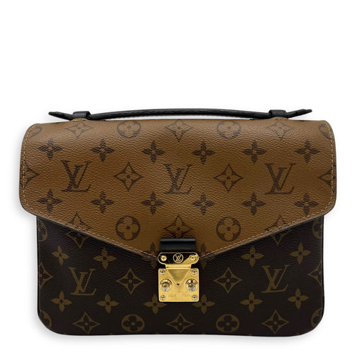 Louis Vuitton Pochette Metis Brown Top Handle Bag in Monogram Coated Canvas, Gold hardware_1