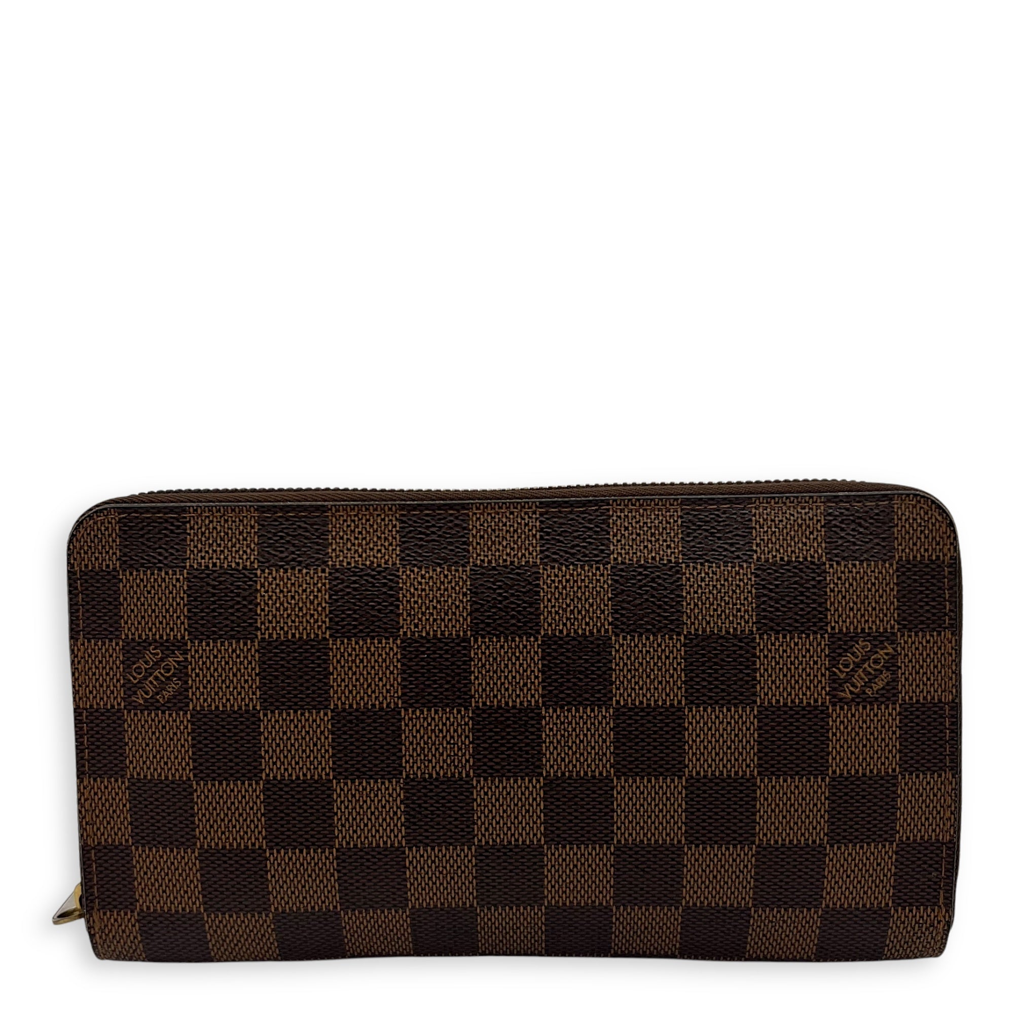 Louis Vuitton Zippy Organiser Damier Ebene Wallet in Coated Canvas, Gold hardware_1