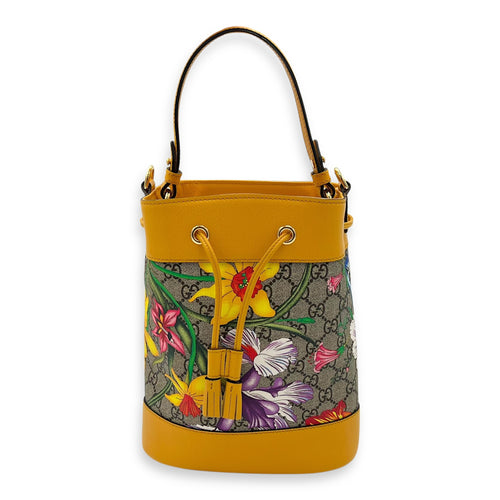 Gucci Ophidia Bucket Bag Yellow in Coated Canvas, Gold hardware_1