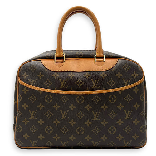 Louis Vuitton Deauville MM Brown Top Handle Bag in Monogram Coated Canvas, Gold hardware_1