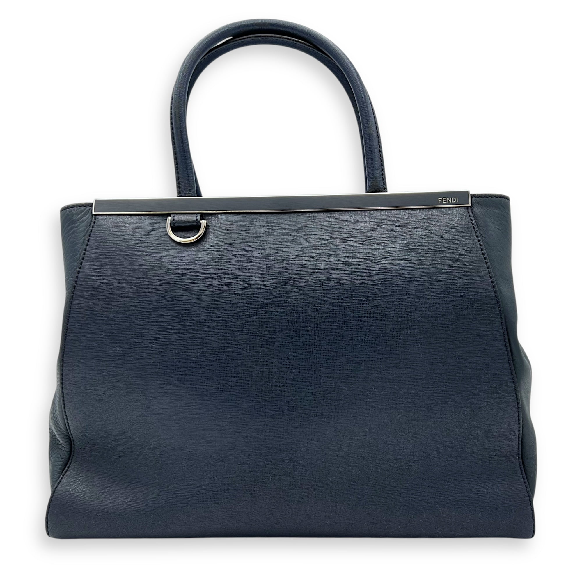 Fendi 2Jours Blue Top Handle Bag in Calfskin, Silver hardware_1