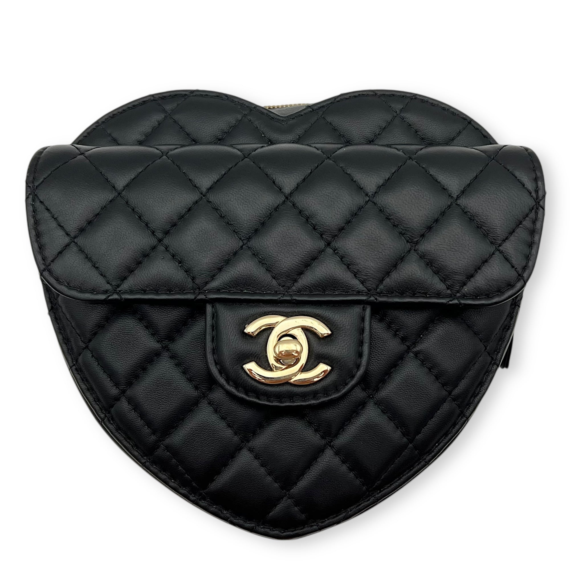 Chanel Heart Medium Black Crossbody Bag in Lambskin, Gold hardware_1