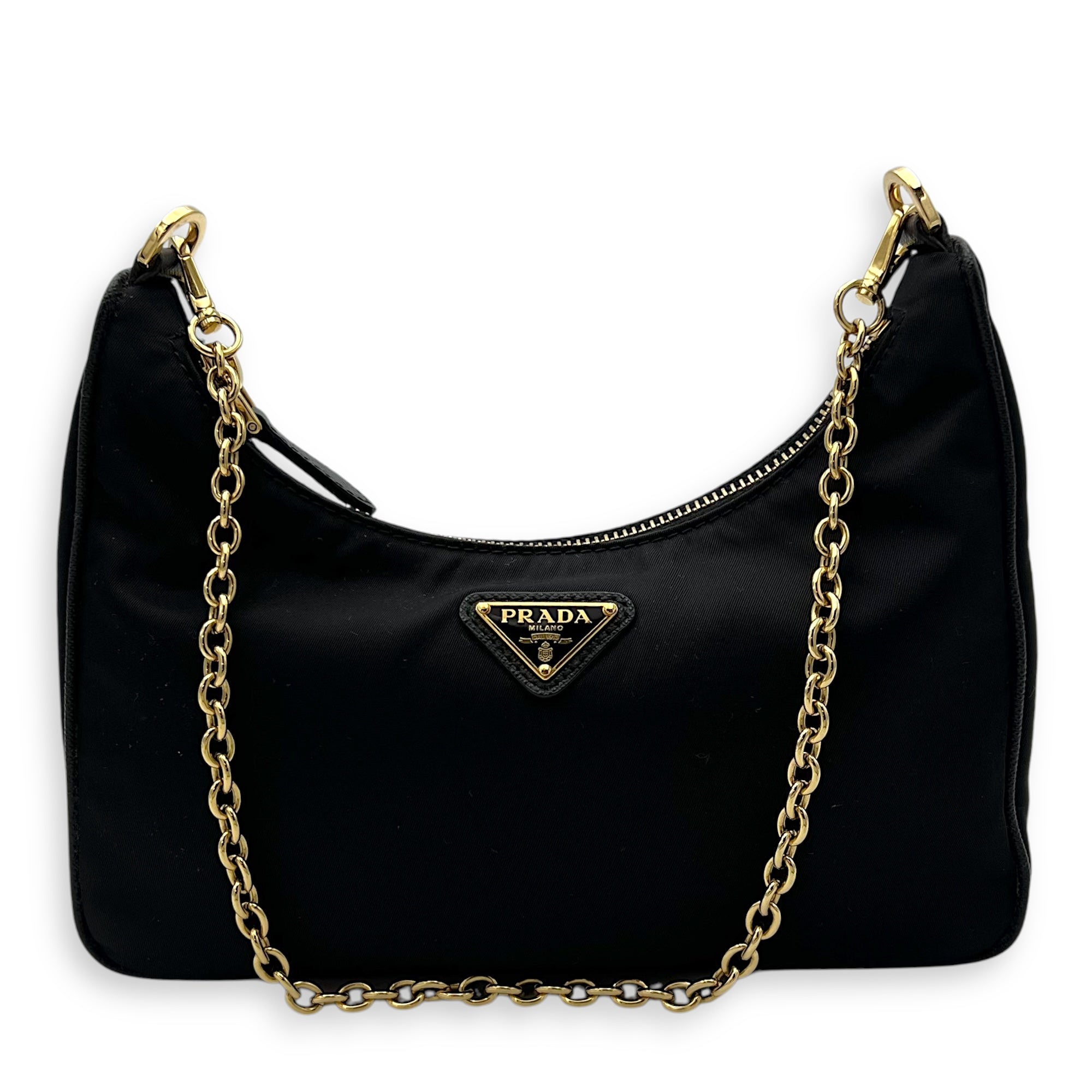 Prada Re-Edition Black Crossbody Bag in Re-Nylon, Gold hardware_1