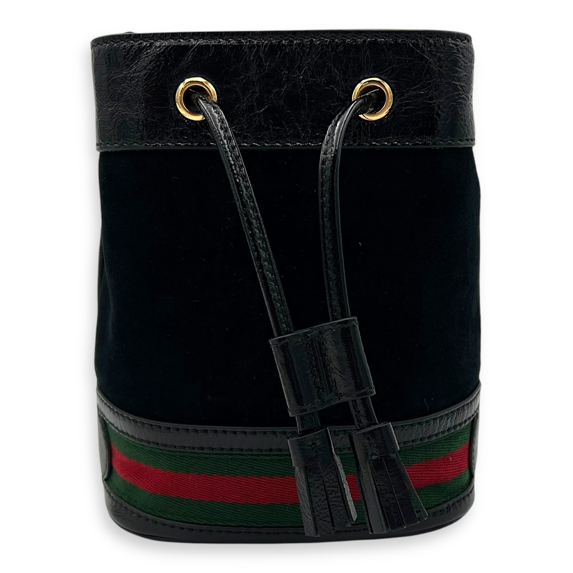 Gucci Ophidia Bucket Bag Black in Suede Leather, Gold hardware_1