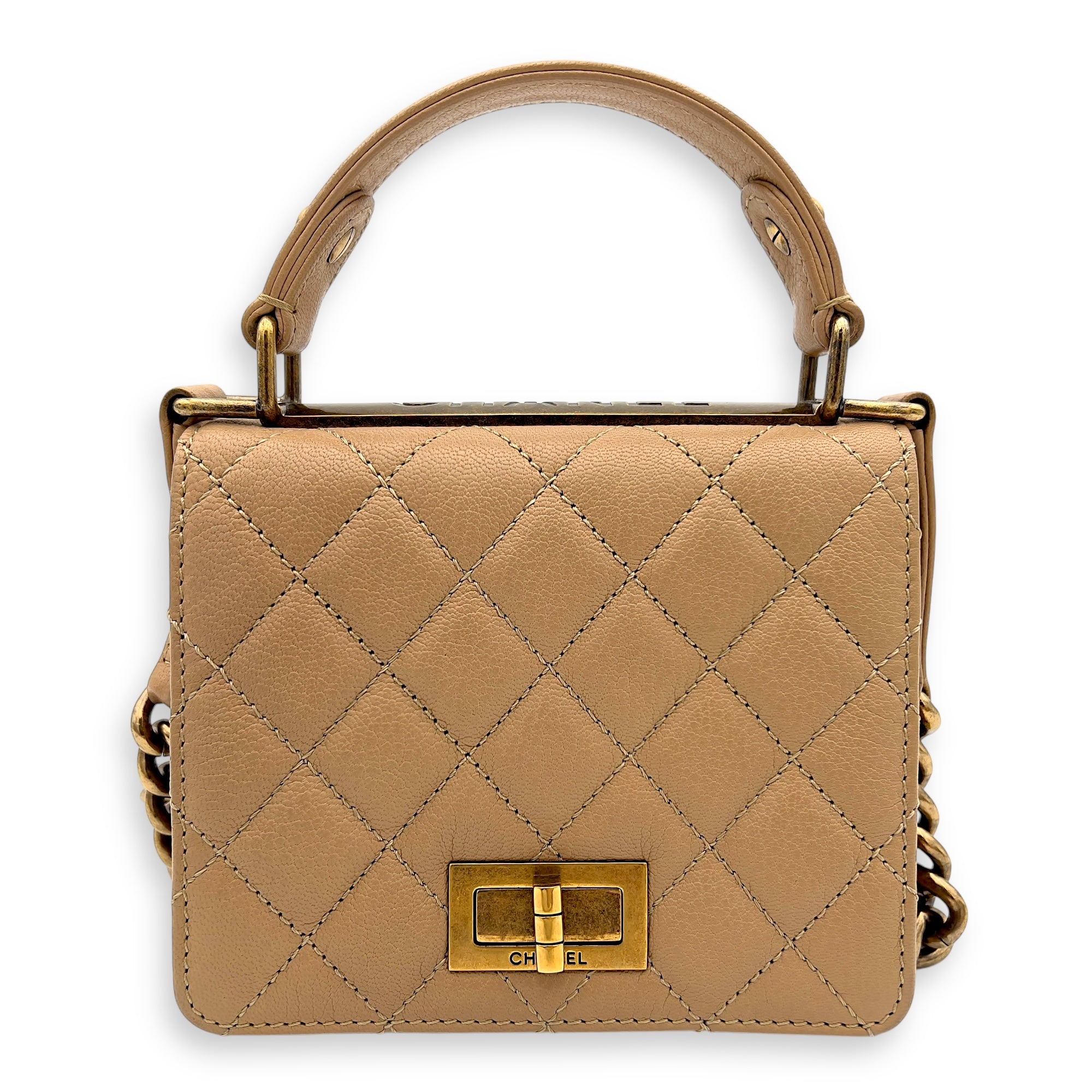 Chanel Rita Top Handle Bag Brown in Calfskin, Gold hardware_1