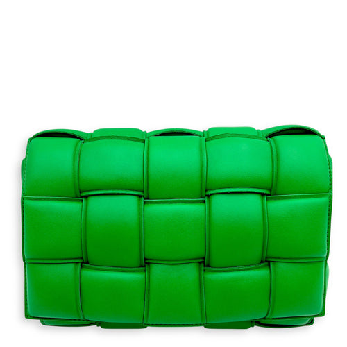 Bottega Veneta Cassette Green Shoulder Bag in Lambskin, Silver hardware_1