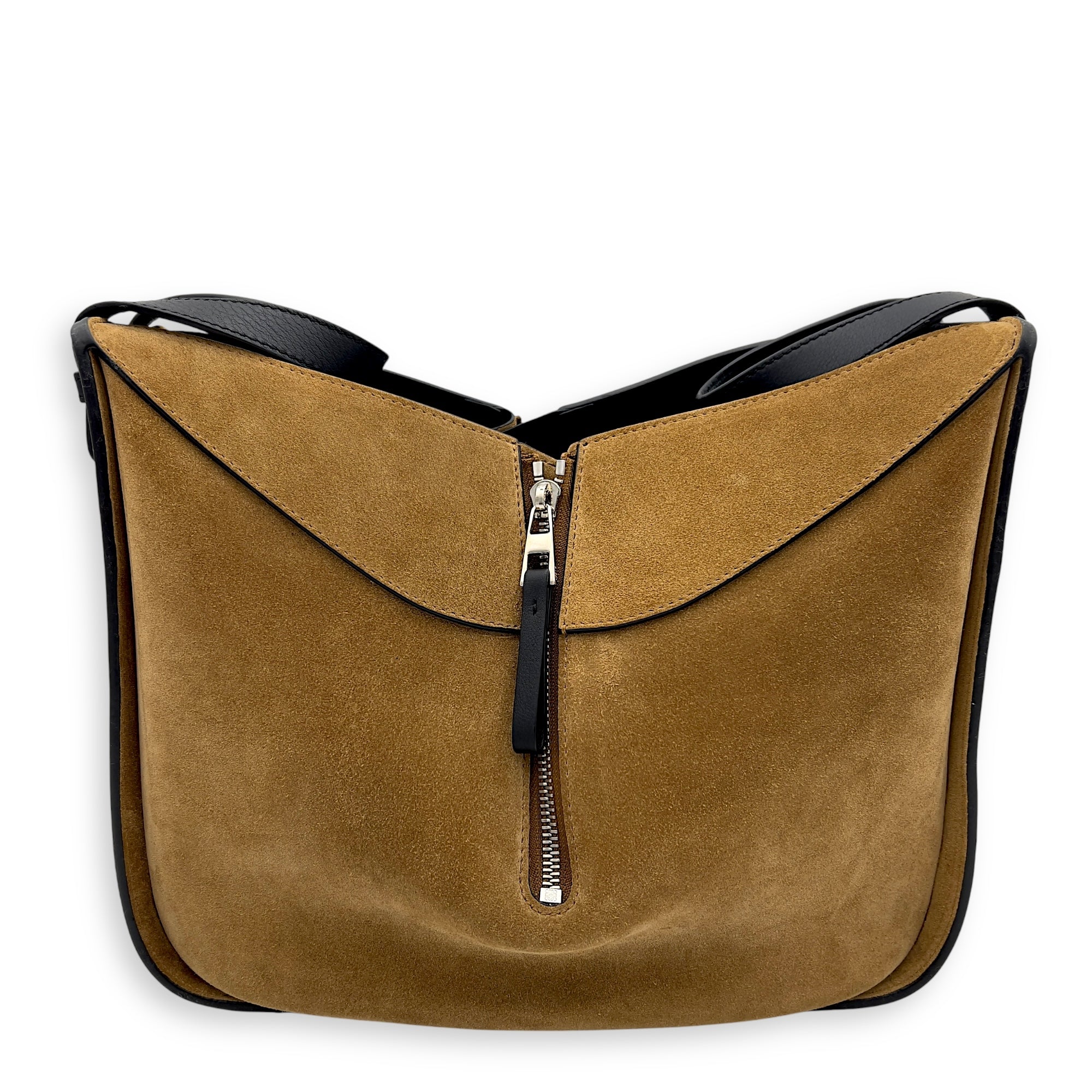 Loewe Hammock Small Brown Shoulder Bag in Suede Leather, Silver hardware_1