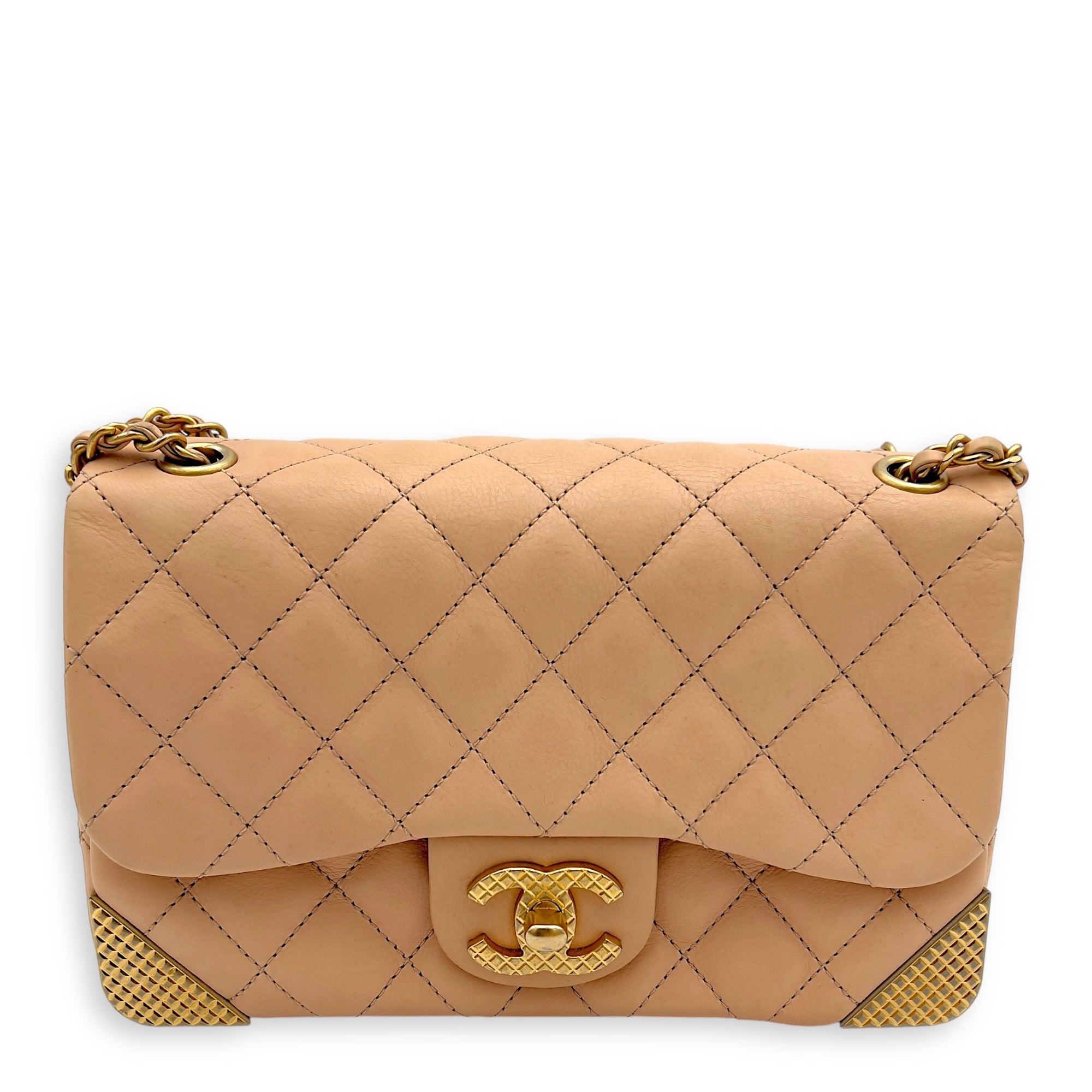 Chanel Mini Rectangle Shoulder Bag Beige in Lambskin, Gold hardware ...