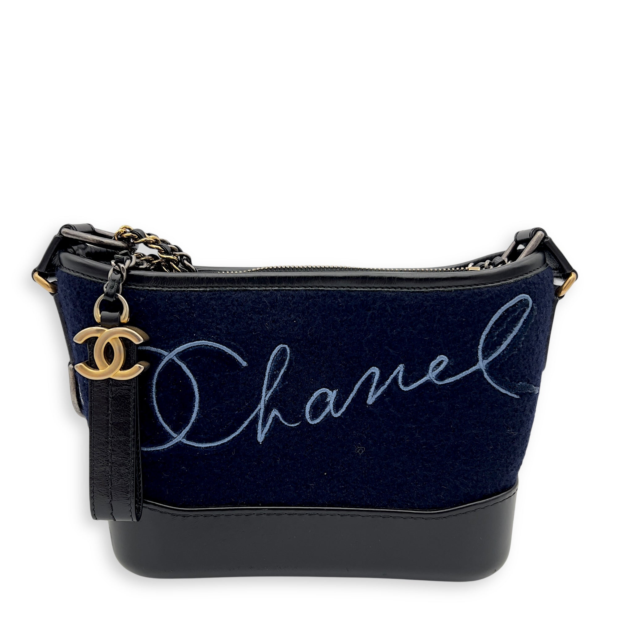 Chanel Gabrielle Small Blue Crossbody Bag in Felt Fabric, Mixed hardware_1