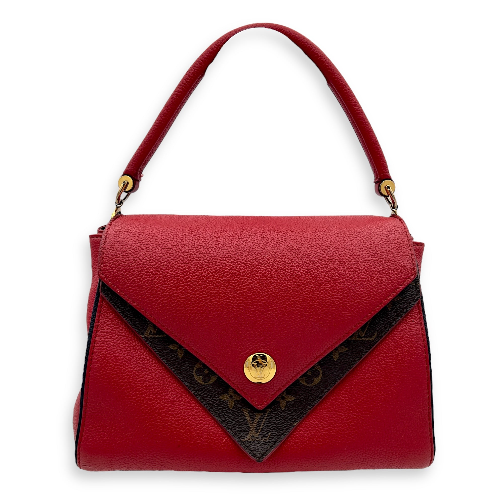 Louis Vuitton Double V Top Handle Bag Red in Calfskin, Gold hardware_1