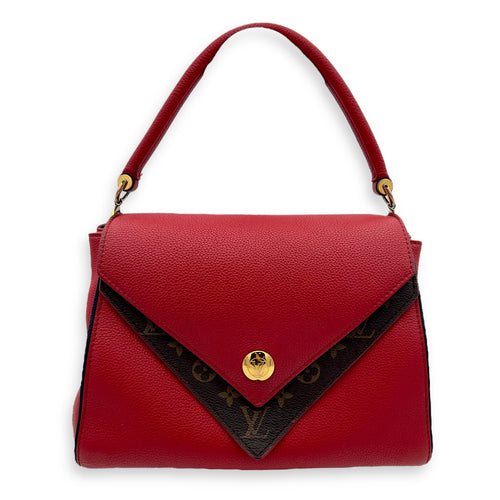 Louis Vuitton Double V Top Handle Bag Red in Calfskin, Gold hardware_1