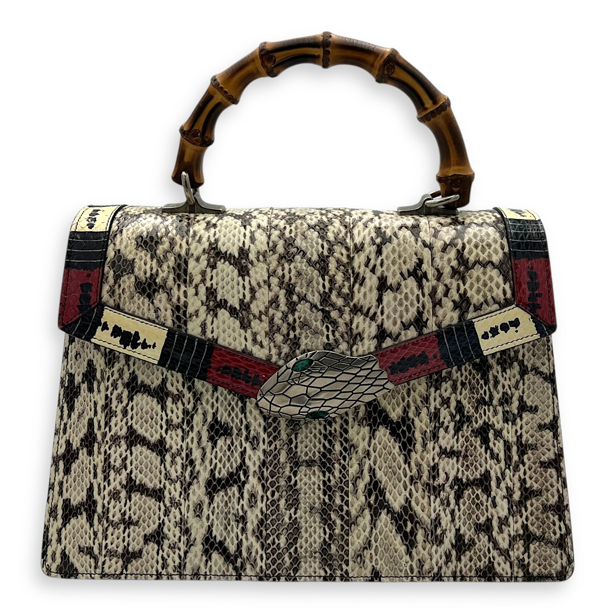 Gucci Lilith Top Handle Bag White in Python Leather, Silver hardware_1