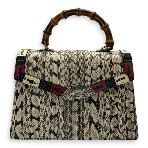 Gucci Lilith Top Handle Bag White in Python Leather, Silver hardware_1