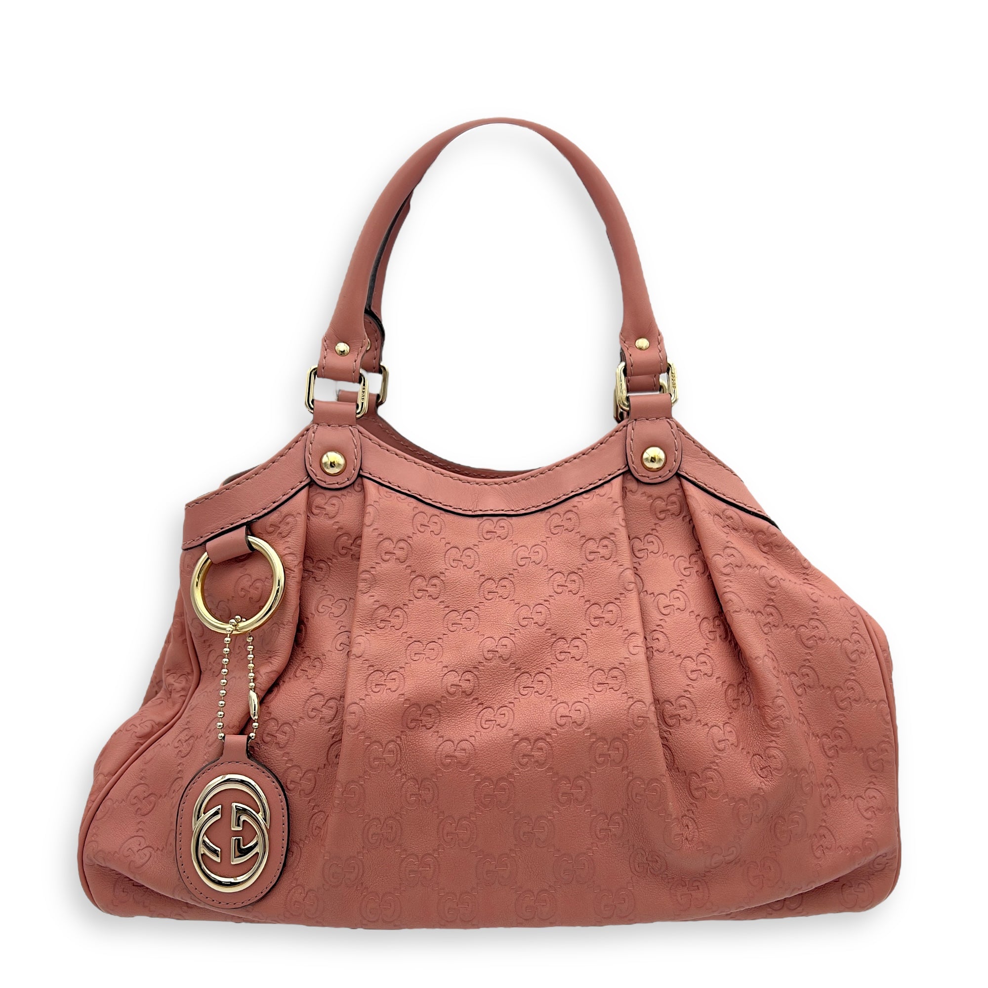 Gucci GG Top Handle Bag Pink in Calfskin, Silver hardware_1