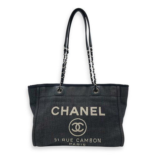 Chanel Deauville Small Blue Tote Bag in Denim, Silver hardware_1