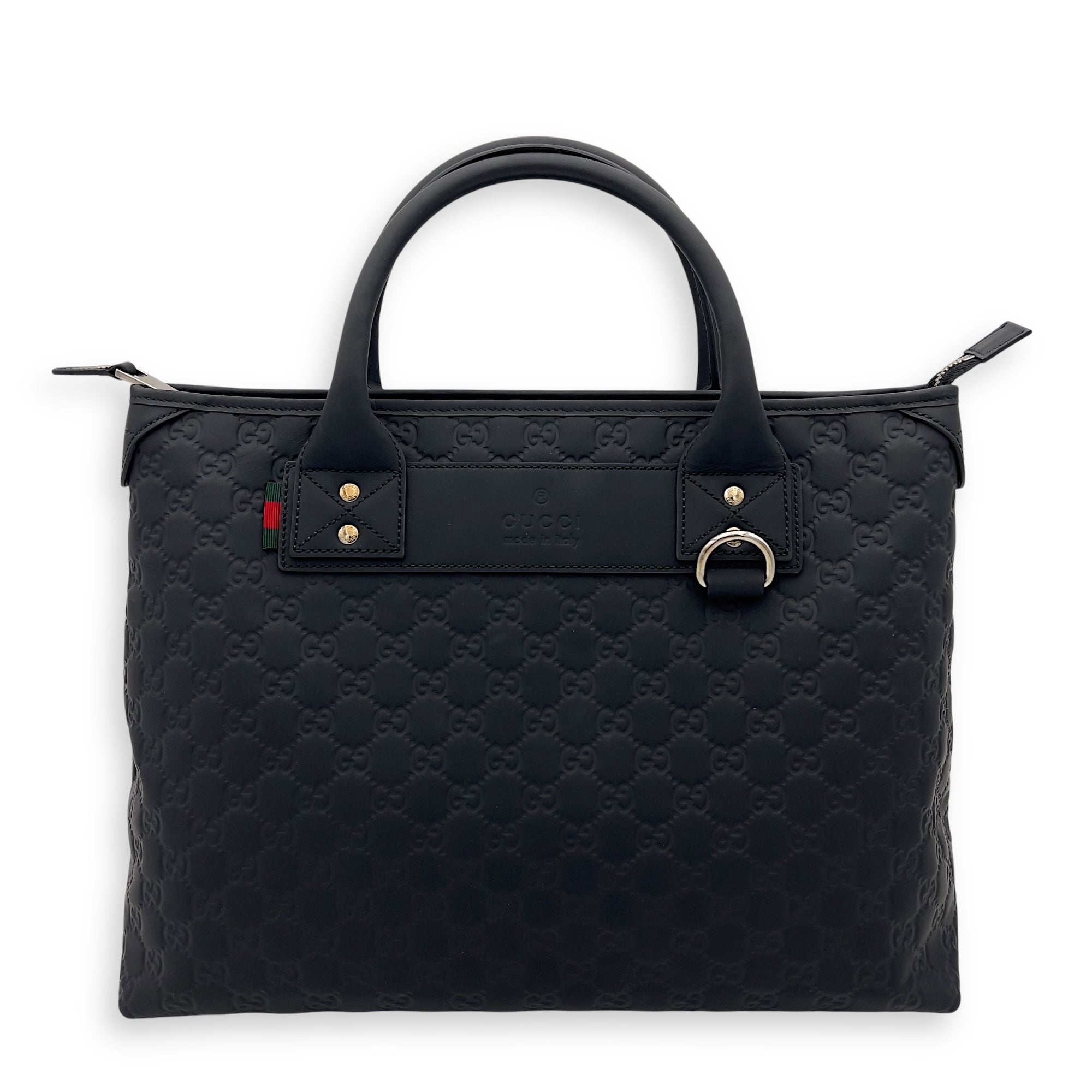 Gucci Guccissima Top Handle Bag Black in Calfskin, Silver hardware_1