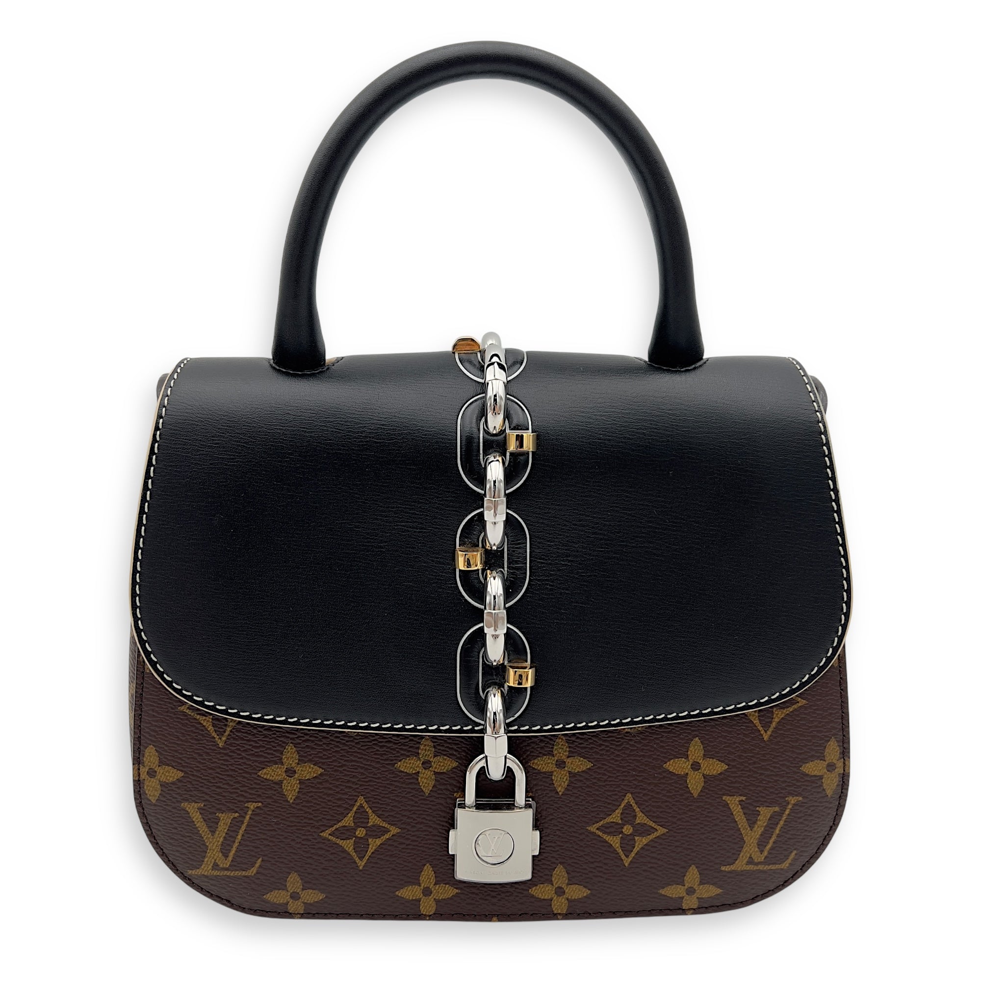 Louis Vuitton Chain It Top Handle Bag Brown in Monogram Coated Canvas, Silver hardware_1