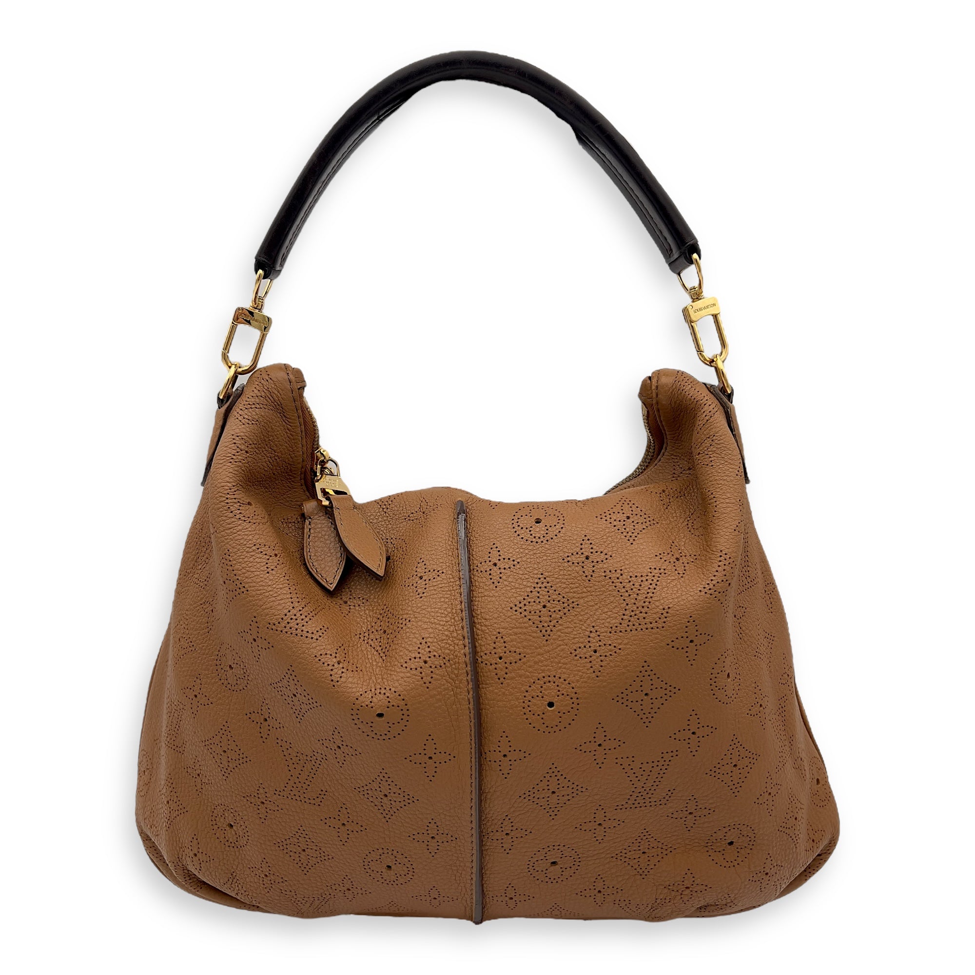 Louis Vuitton Mahina Shoulder Bag Brown in Calfskin, Gold hardware_1