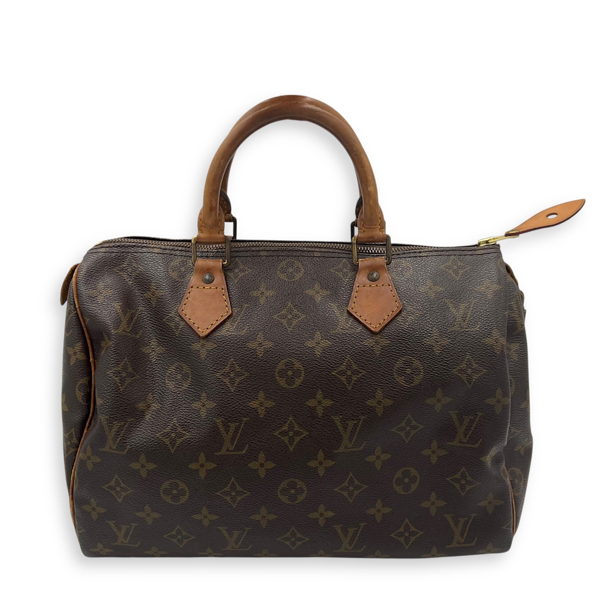 Louis Vuitton Speedy Top Handle Bag 30 Brown in Monogram Coated Canvas, Gold hardware_1