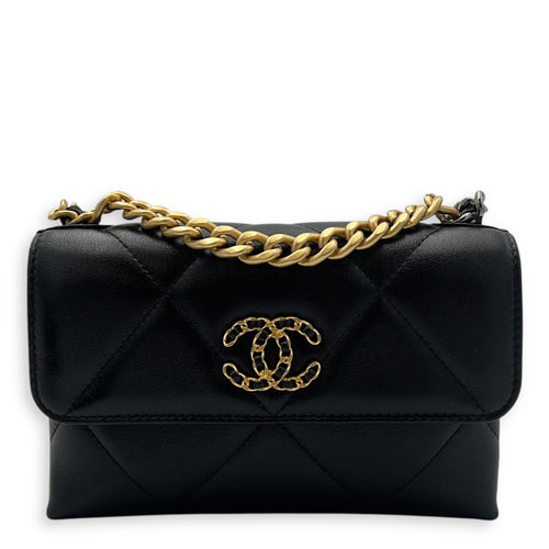 Chanel C19 Chain Pouch Black Crossbody Bag in Lambskin, Mixed hardware_1