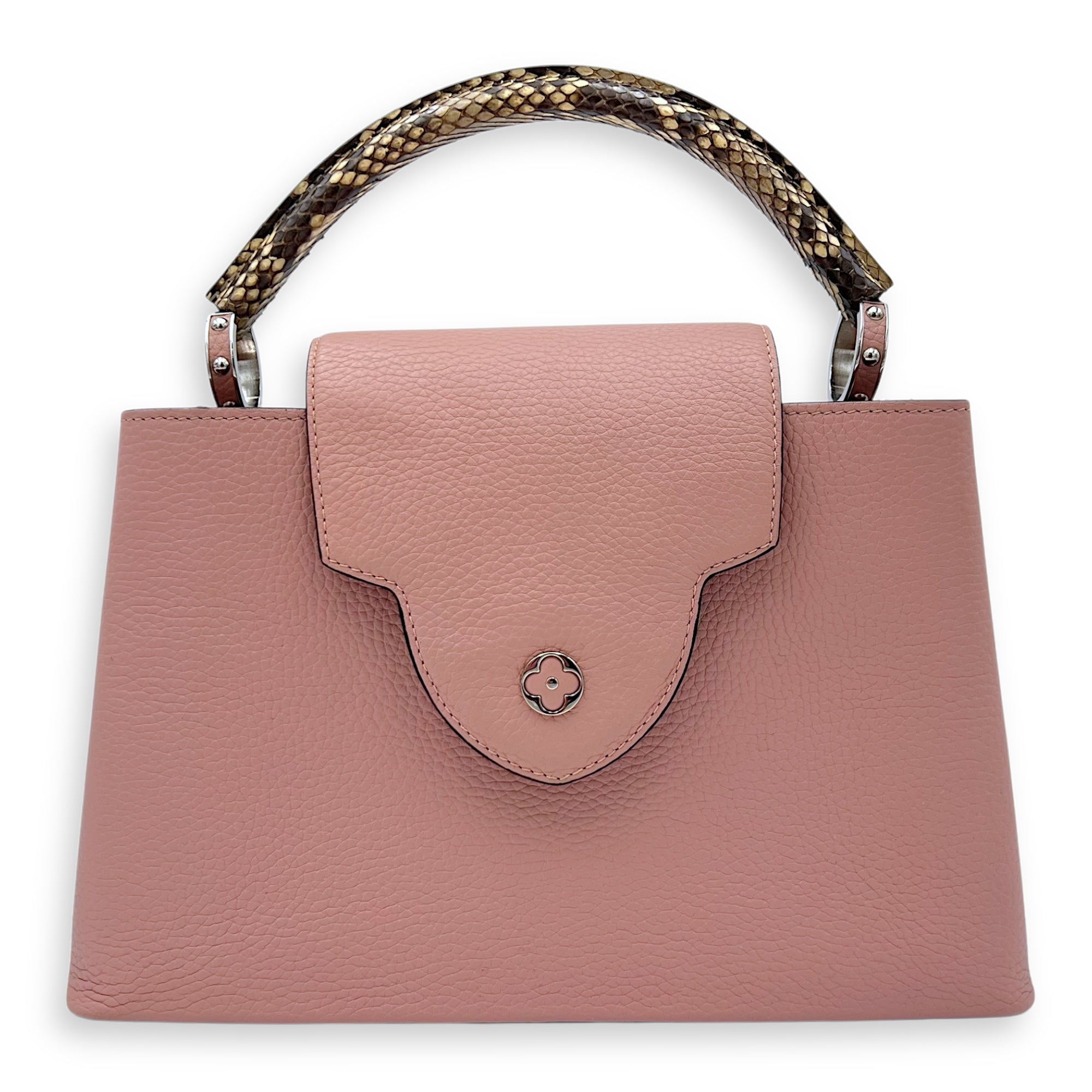 Louis Vuitton Capucines PM Pink Top Handle Bag in Taurillon Leather, Silver hardware_1