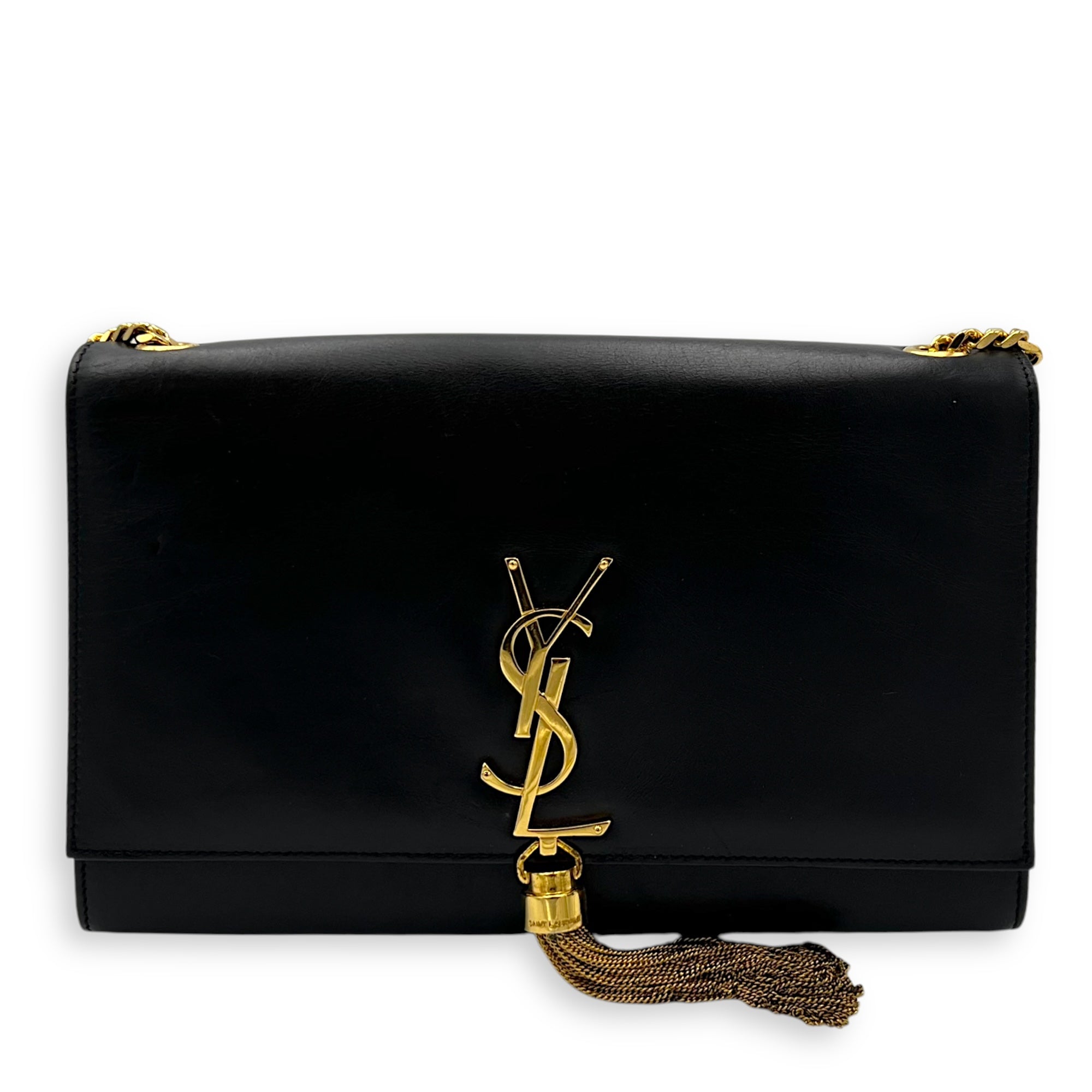 Saint Laurent Kate Crossbody Bag Black in Calfskin, Gold hardware_1