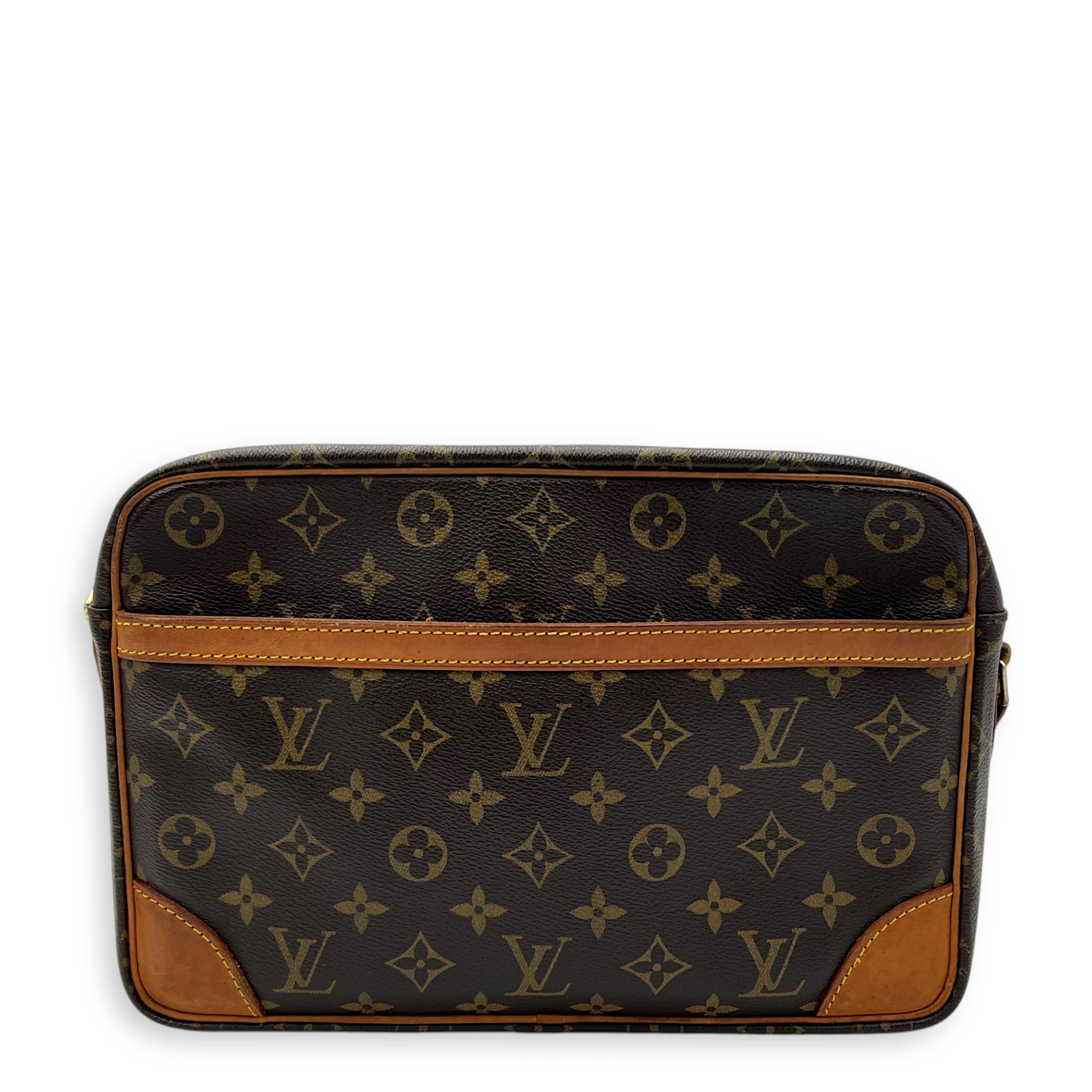 Louis Vuitton Trocadero Crossbody Bag Brown in Monogram Coated Canvas, Gold hardware_1