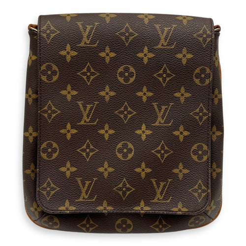 Louis Vuitton Musette Salsa Crossbody Bag Brown in Monogram Coated Canvas, Gold hardware_1