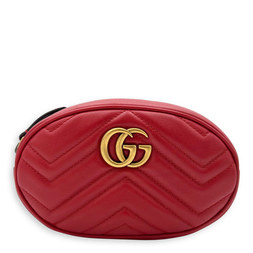 Gucci GG Marmont Belt Bag Red in Calfskin, Gold hardware_1