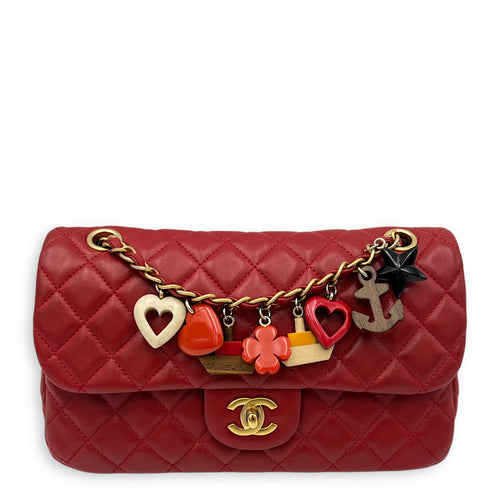 Chanel Cruise Charm Shoulder Bag Red in Lambskin, Gold hardware_1