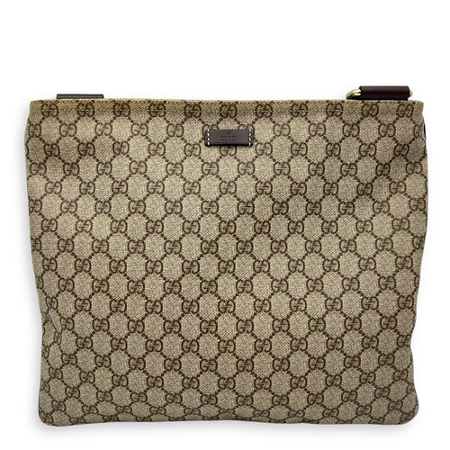 Gucci GG Supreme Crossbody Bag Brown in Monogram Coated Canvas, Gold hardware_1