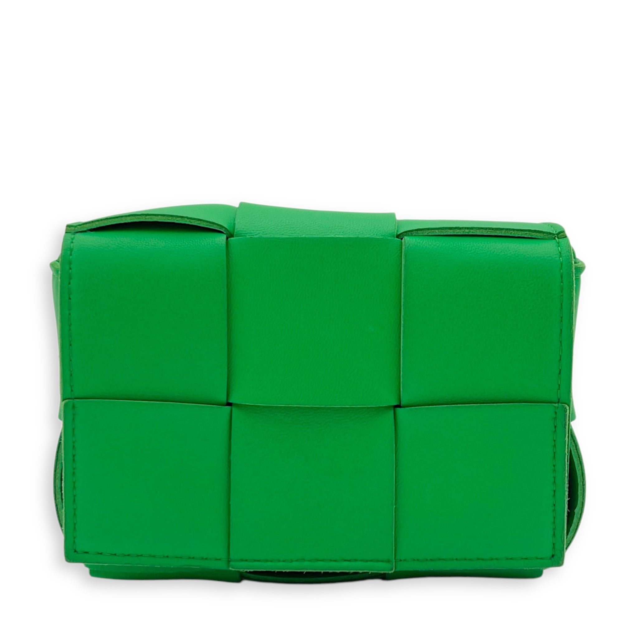 Bottega Veneta Cassette Green Crossbody Bag in Lambskin, Gold hardware_1