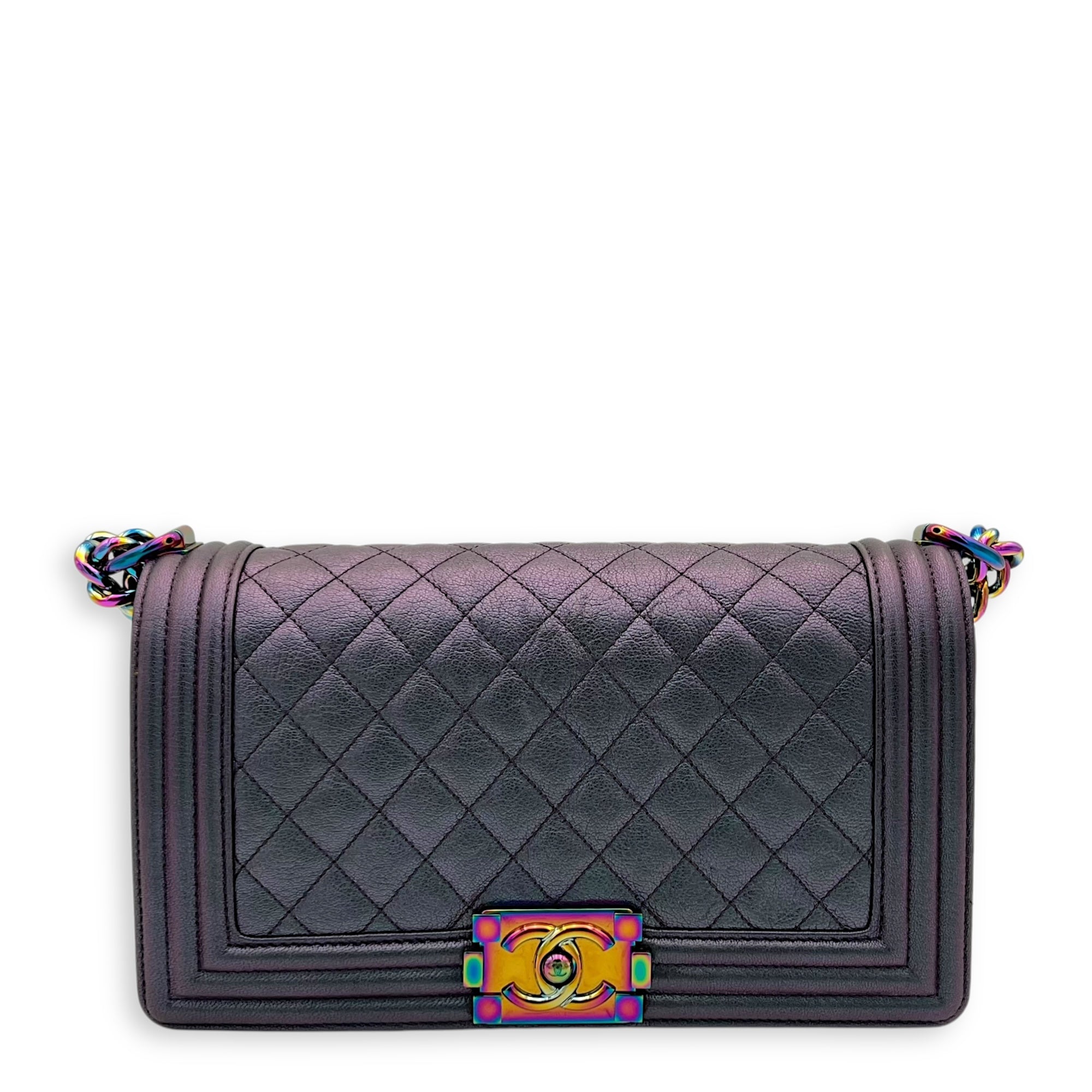 Chanel Boy Medium Iridescent Shoulder Bag in Goat Leather, Iridescent hardware_1