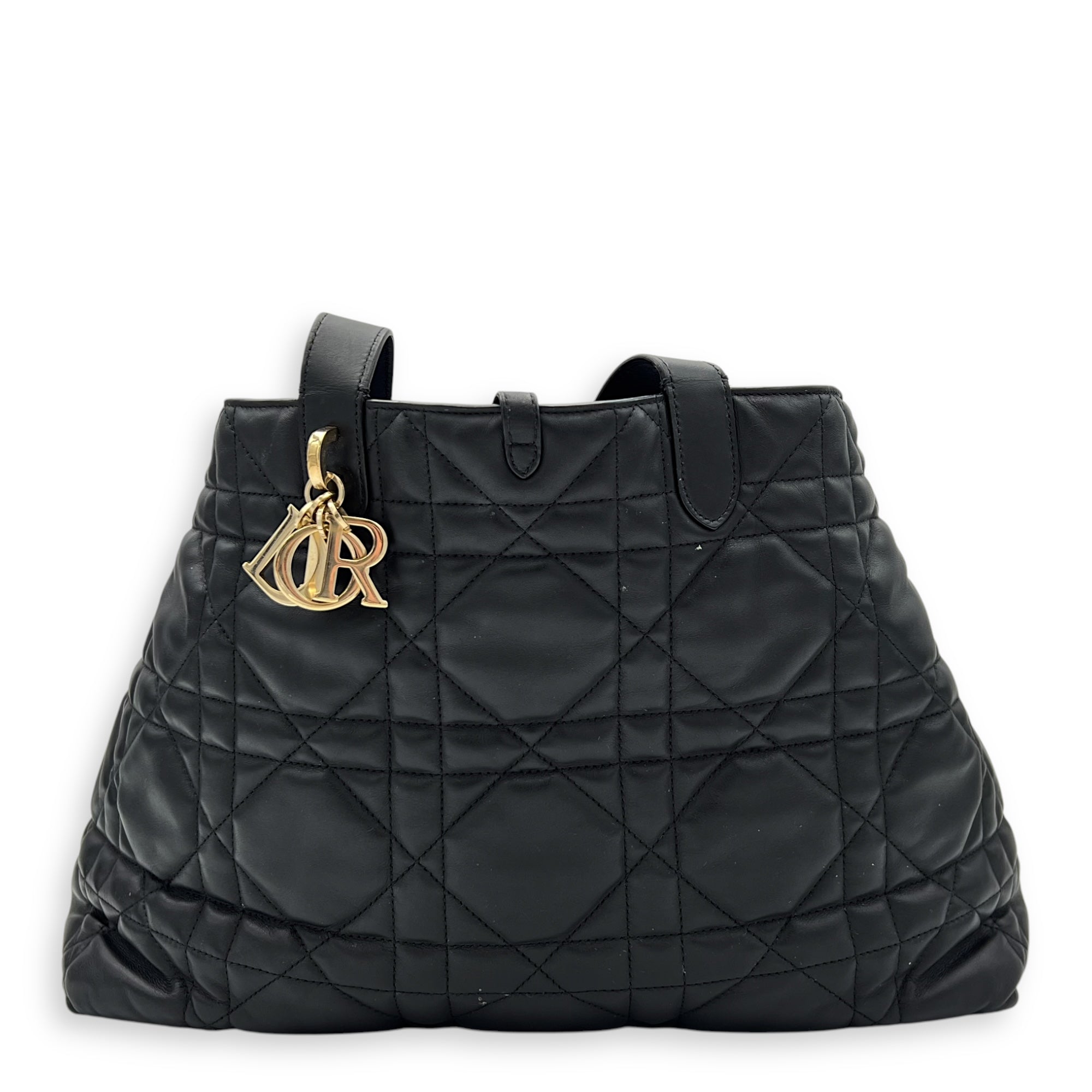 Christian Dior Toujours Top Handle Bag Large Black in Lambskin, Gold hardware_1