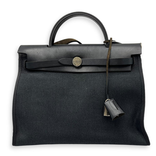 Hermès Herbag 31 Black Top Handle Bag in Canvas, Silver hardware_1