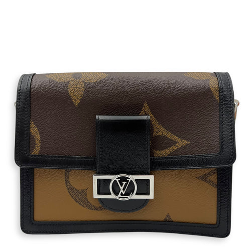 Louis Vuitton Dauphine Reverse Giant MM Brown Shoulder Bag in Coated Canvas, Silver hardware_1