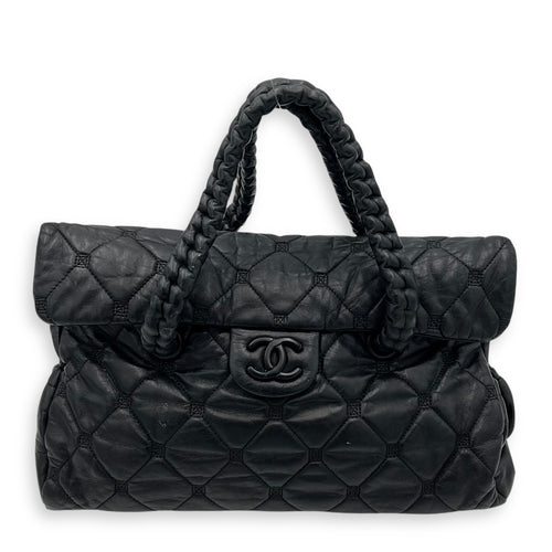 Chanel Hidden Chain Flap Black Top Handle Bag in Calfskin, Silver hardware_1