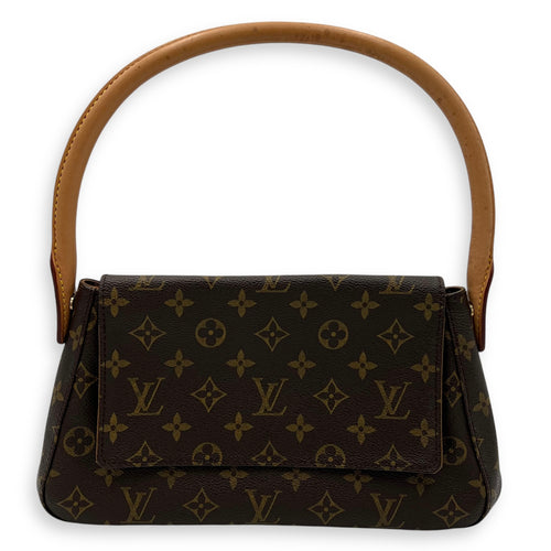 Louis Vuitton Looping Mini Brown Shoulder Bag in Monogram Coated Canvas, Gold hardware_1