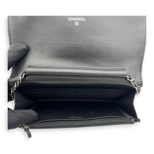 Chanel CC Black Wallet On Chain in Lambskin, Silver hardware_6