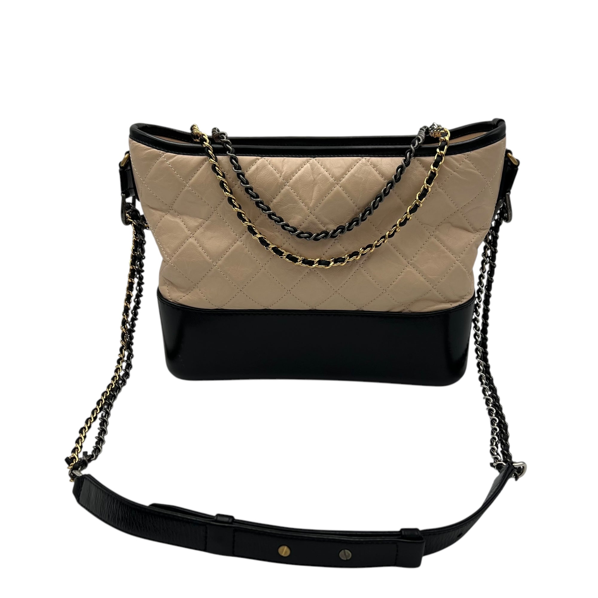 Chanel Gabrielle Large Beige Shoulder Bag in Calfskin, Mixed hardware_2