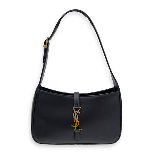 Saint Laurent Le 5 A 7 Black Shoulder Bag in Calfskin, Gold hardware_1