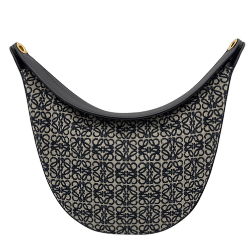 Loewe Luna Anagram Blue Shoulder Bag in Jacquard, Gold hardware_1